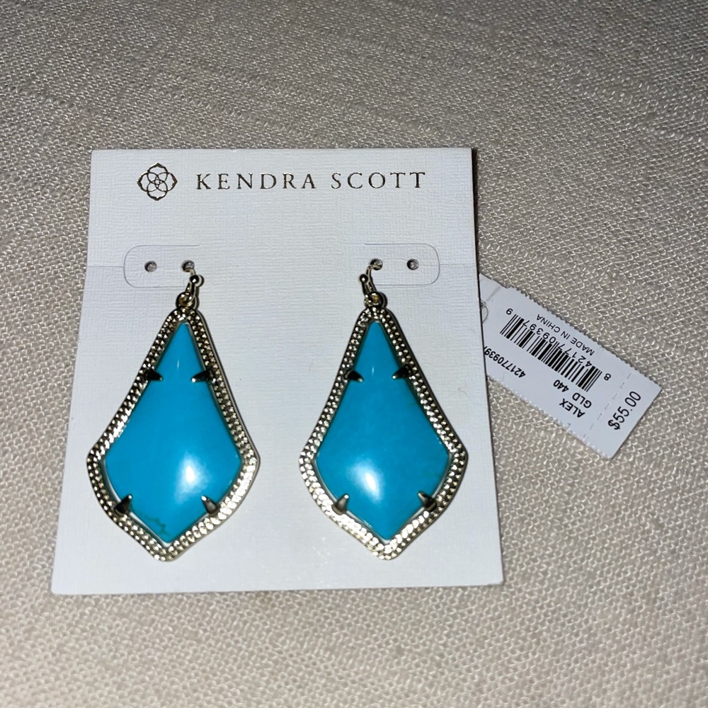 Kendra Scott Gold and Turquoise Alex Earring - Never Worn - Tags still on